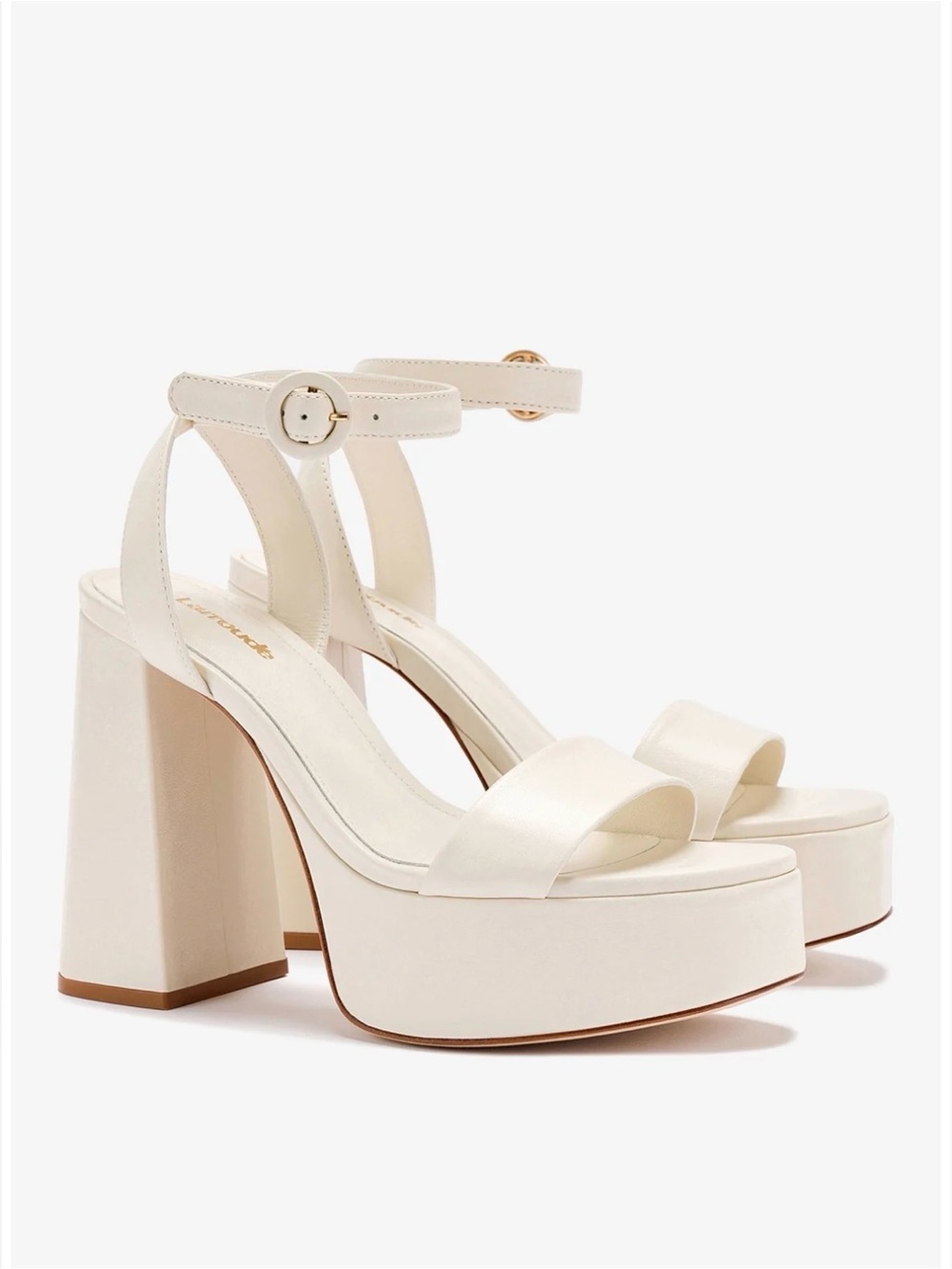 Larroude Dolly Sandal in Ivory Leather